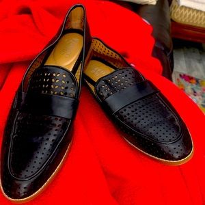 Franco Sarto black leather loafers